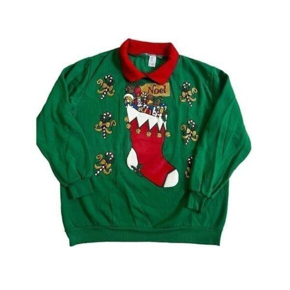 Vintage UGLY SWEATER NOEL BESTIE SIZE L made in USA - Picture 6 of 8